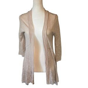 Pleione Women Open Front Ribbed Knit Draped Cardigan M Tan KQN52315 Lightweight